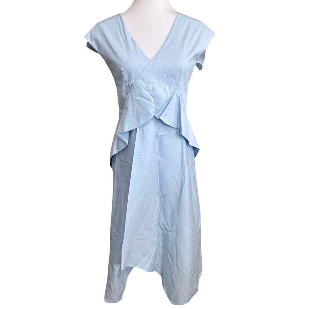 COS Dress Light Blue Cotton Poplin Asymmetrical‎ Midi Clean Girl Soft Girl   6
